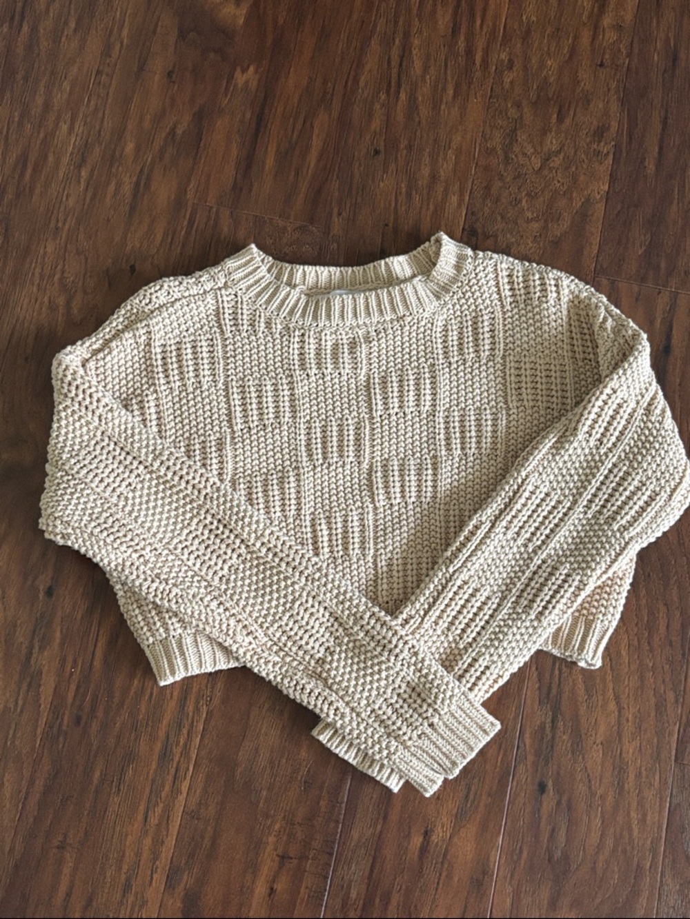 Cropped Crewneck Sweater in Soft Cream